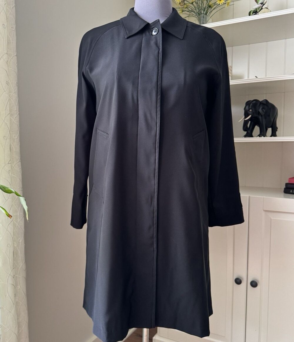 Vintage L.L. Bean Trench Coat Women’s M Black Classic Capsule Relaxed Fit